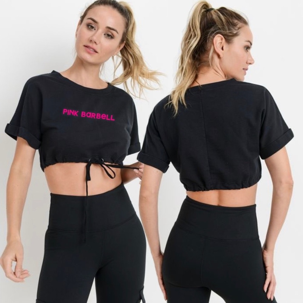 💞💪Pink Barbell Crop Top Size S